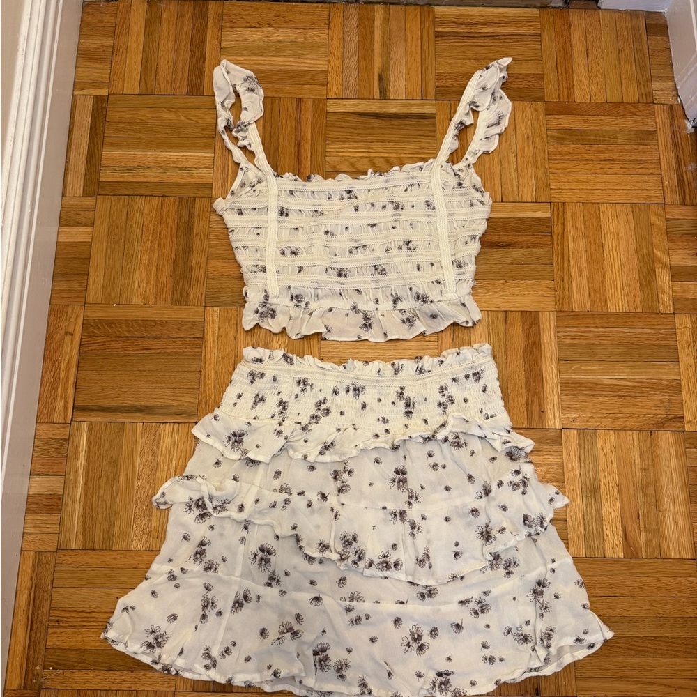 Skylar + Madison White Floral Mini Skirt Matching Set